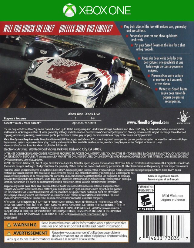 Need for Speed: Rivals PS4 Replacement Box Art Case Insert Cover Cover  Only 